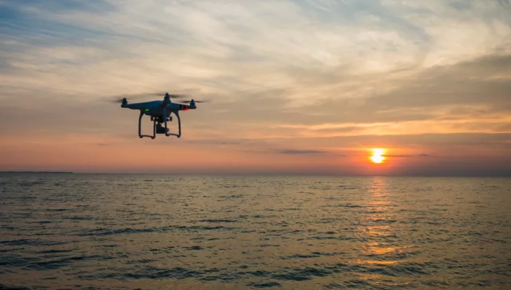 drone over water